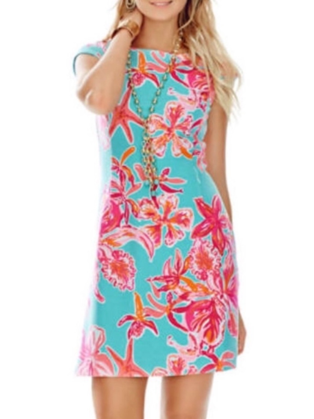 Lilly Pulitzer Sonny dress in Sea Blue Via Sunny Floral Colorful Size Small